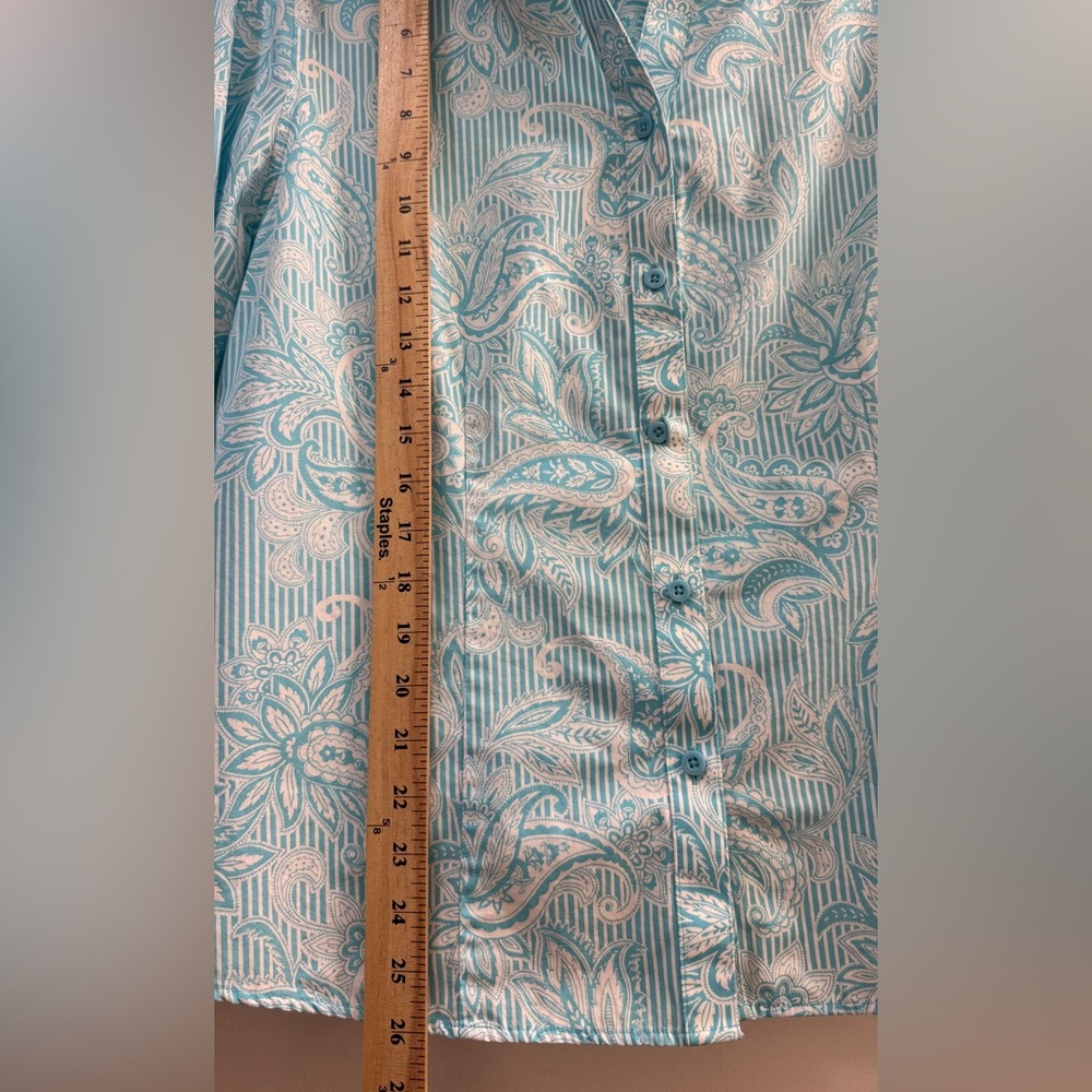 Chico's Light Blue Paisley Button Down Shirt - Picture 7 of 11